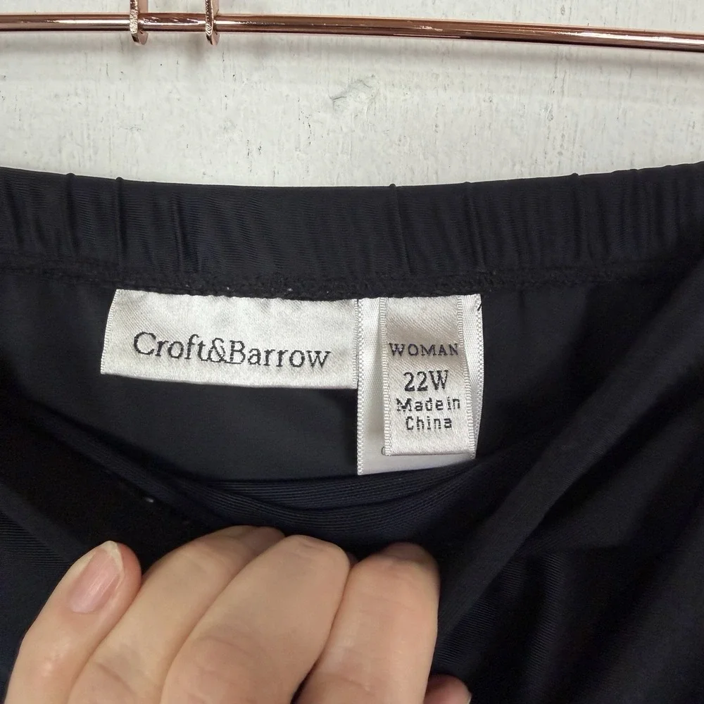 Croft & Barrow Womens Swim Skirt Plus Size 22W Black Side Slit Beach Travel Pool